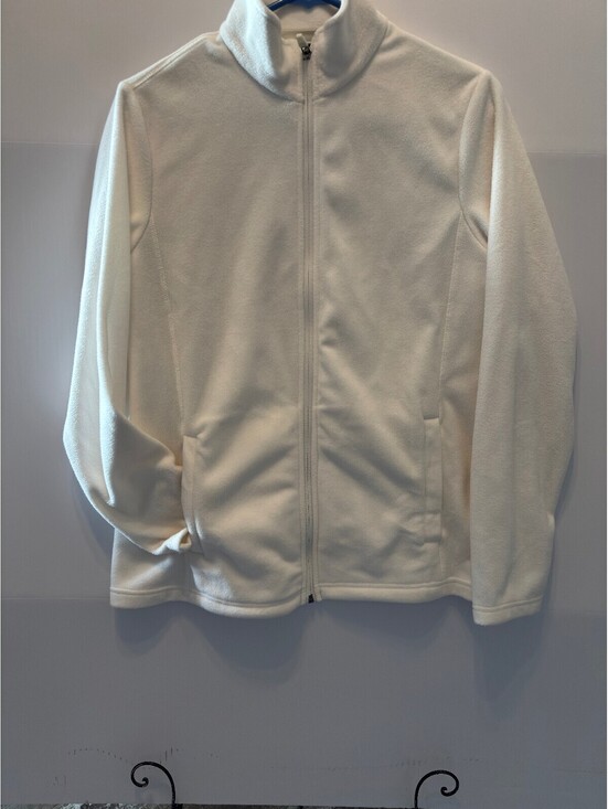 Lands' End Jackets & Blazers - Lands End Womens White Full Zip Fleece Jacket Size M